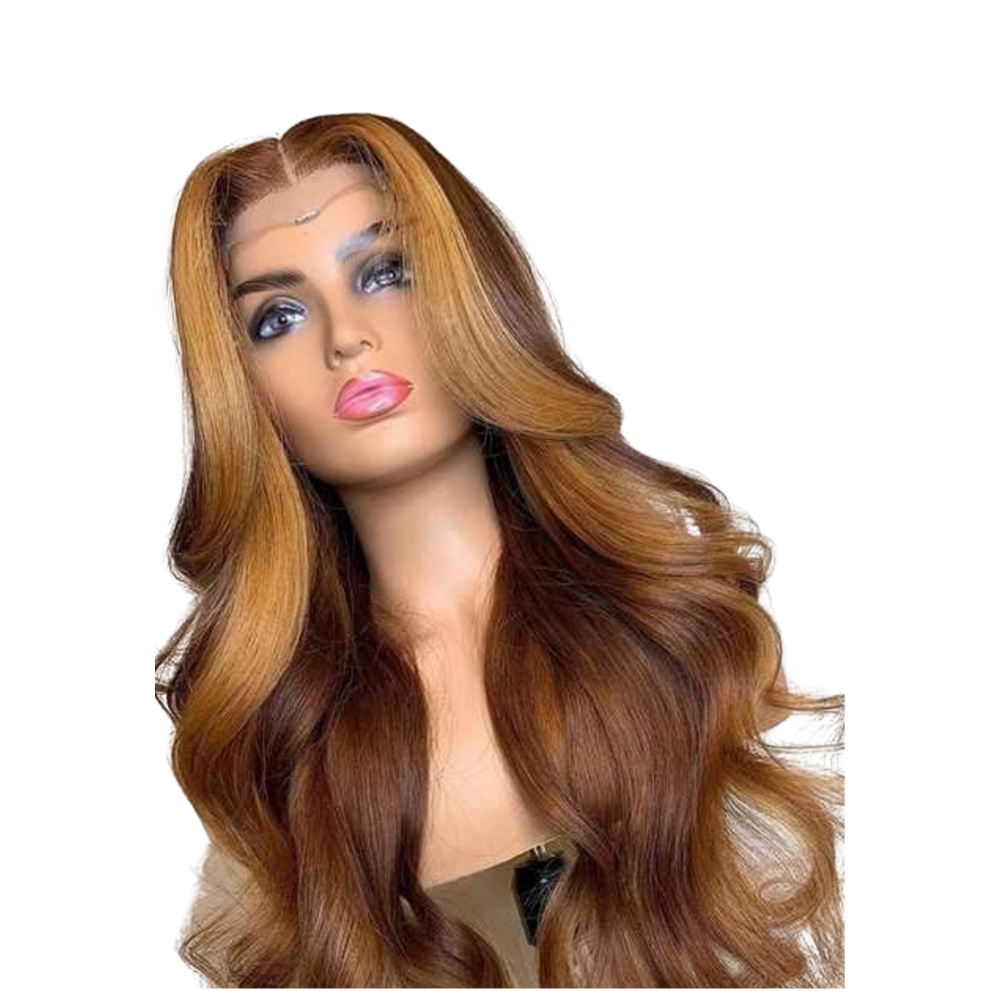 Lace front Ombre honey brown wig with highlights