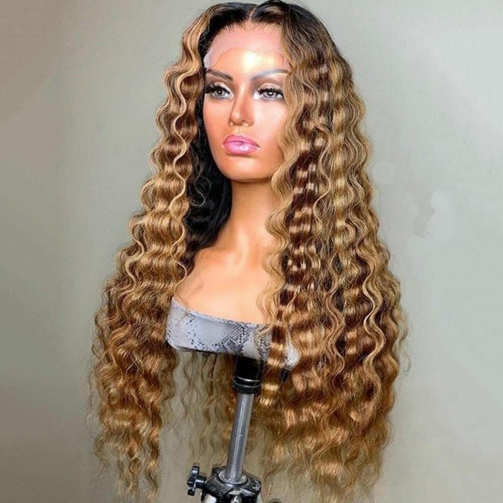 Deep wave Blonde Wig